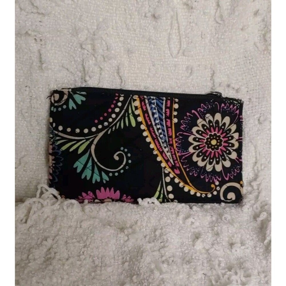 Vera Bradley Purple Floral Pattern Wallet Thin Bill Compartment Credit Card Slot